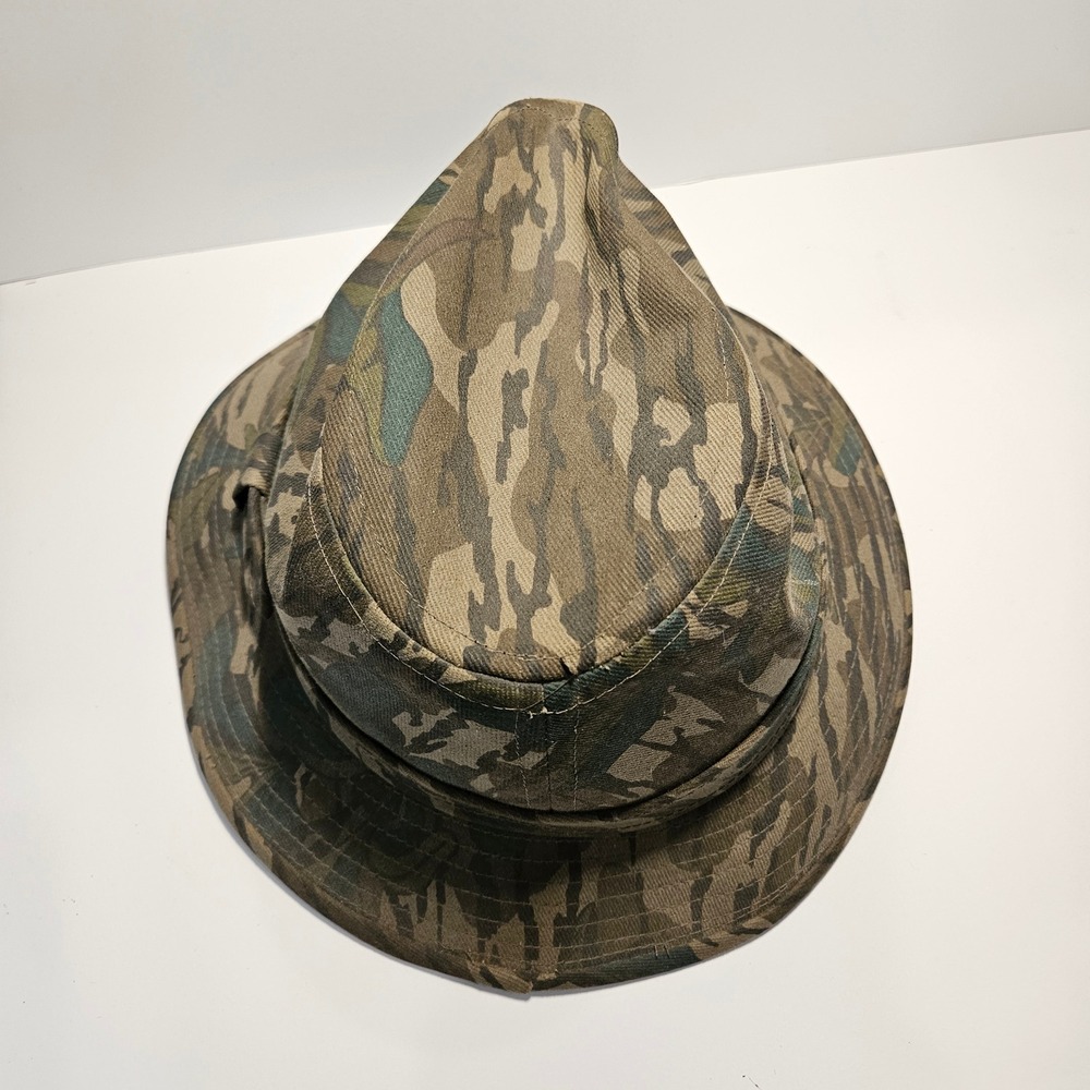 Vintage Haas Outdoors Mossy Oak Bottomland Camo Fedora Bucket Hat XL Made in USA - Picture 4 of 7